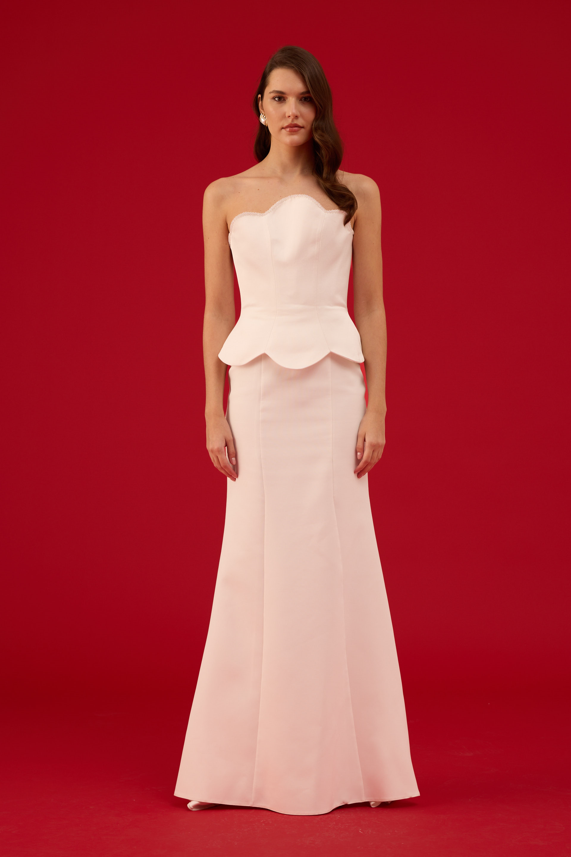 58662-2CARMENCarmen Beyaz İşlemeli Krep Nikah Elbisesi