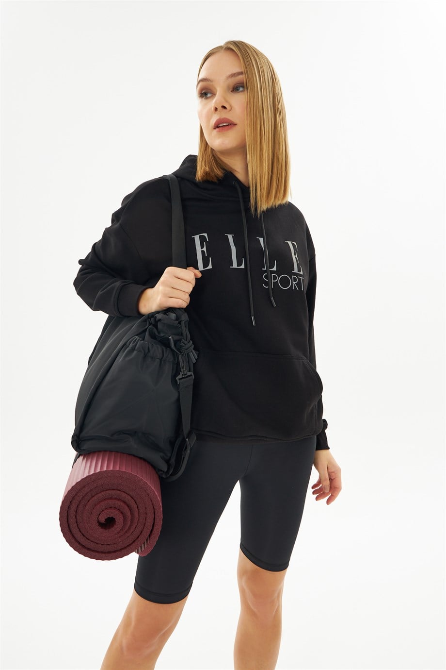 60000-30ELLEELLE Sport Kapüşonlu Cepli Reflektör Kadın Sweatshirt
