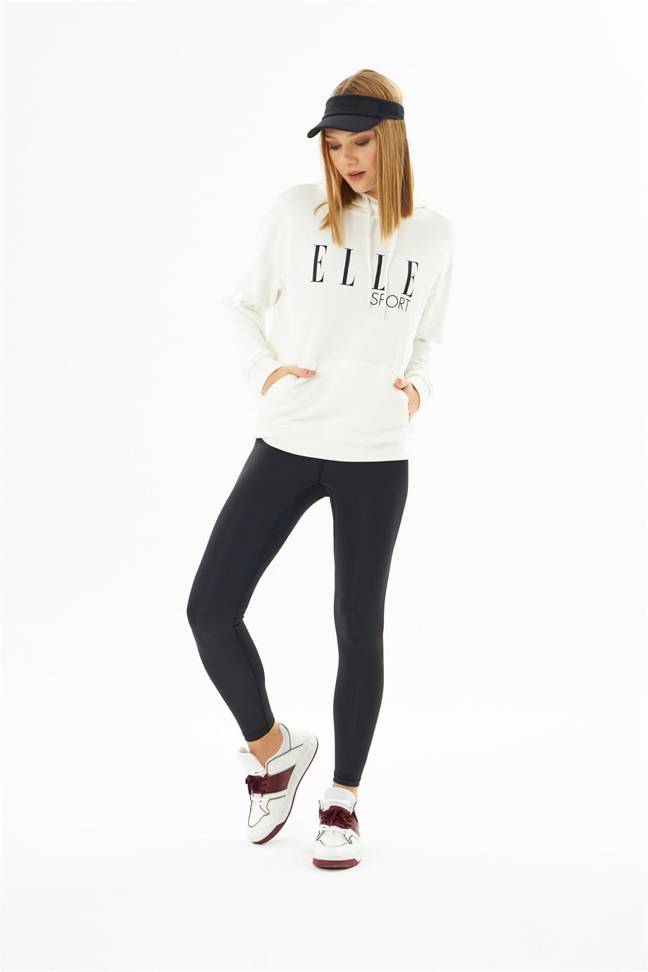 60000-40ELLEELLE Sport Siyah Baskılı Cepli Kadın Kapüşonlu Sweatshirt