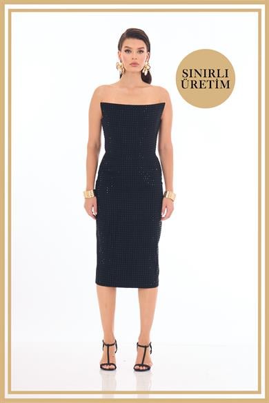 40001-27CARMENCarmen Limited Edition | ROSALİNDA Siyah Midi Elbise