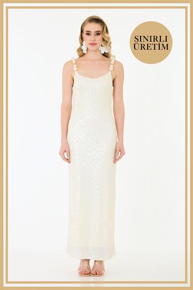40017-6CARMENCarmen Limited Edition | CAMELLIA Beyaz Uzun Elbise