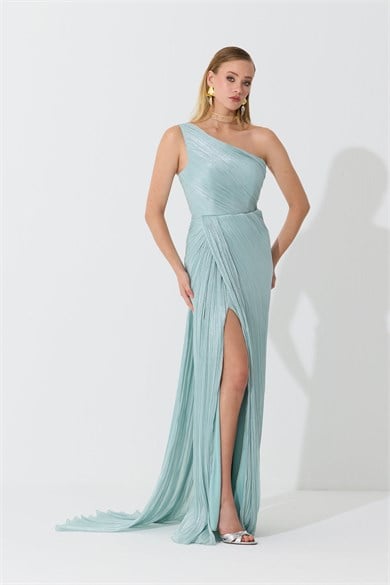 58739-86CARMENCarmen Çağla Tek Kol Yırtmaçlı Organze Abiye Elbise