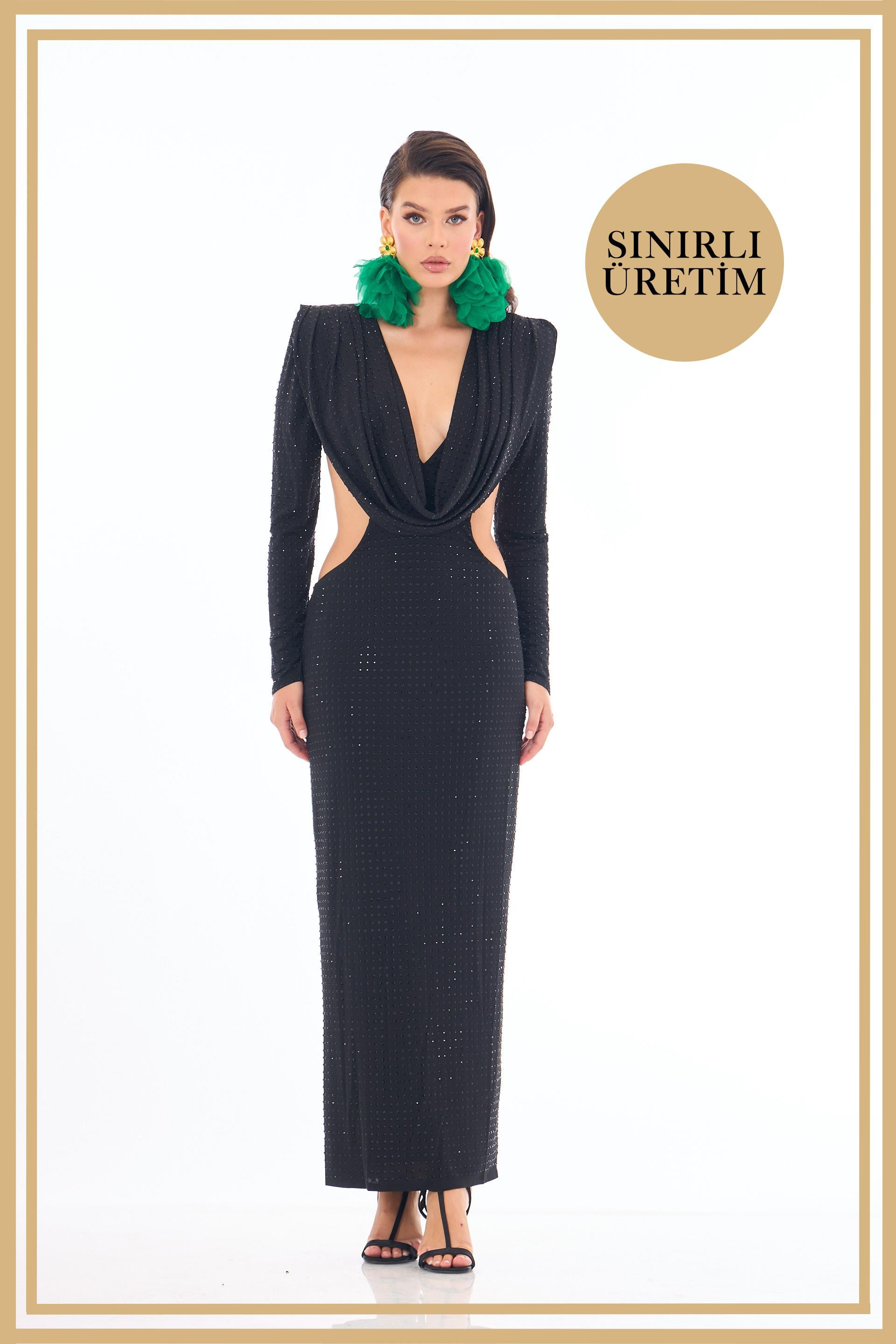 40014-27CARMENCarmen Limited Edition | VALERİA Siyah Uzun Elbise