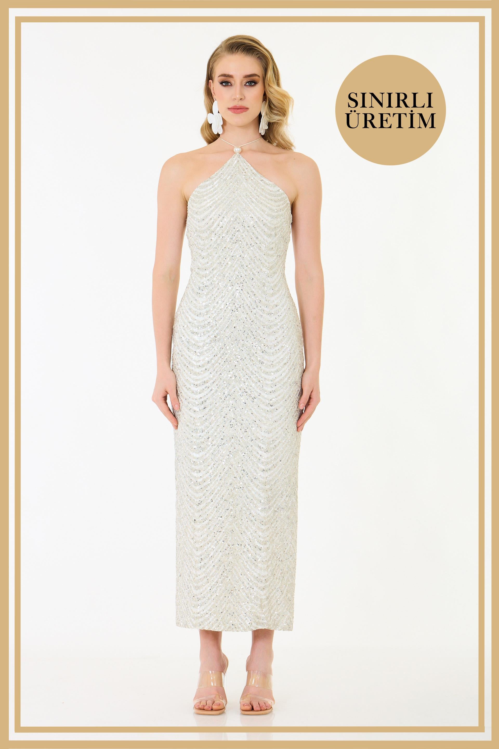 40020-6CARMENCarmen Limited Edition | MİLA Beyaz Uzun Elbise