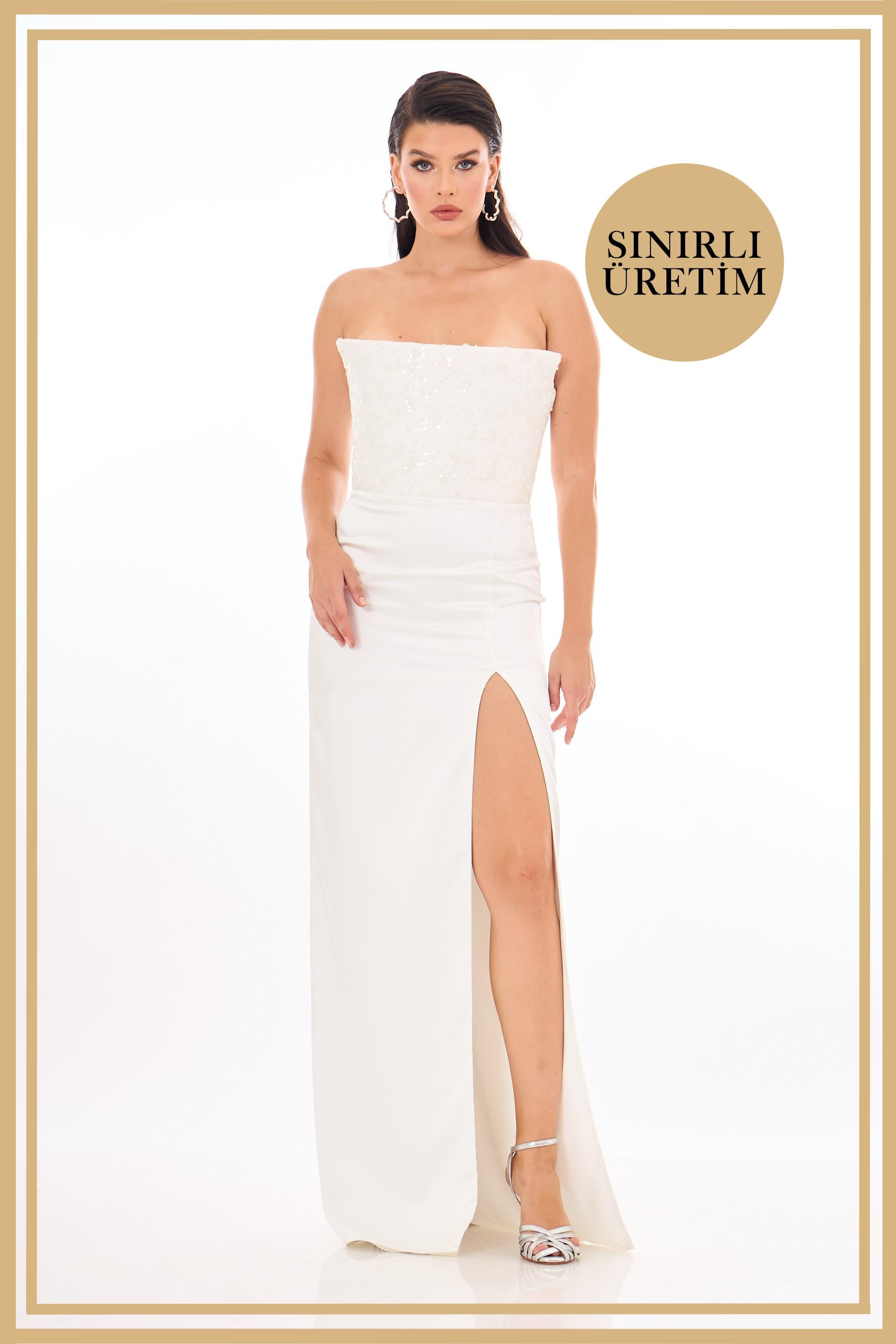 40024-6CARMENCarmen Limited Edition | LADY Beyaz Uzun Elbise