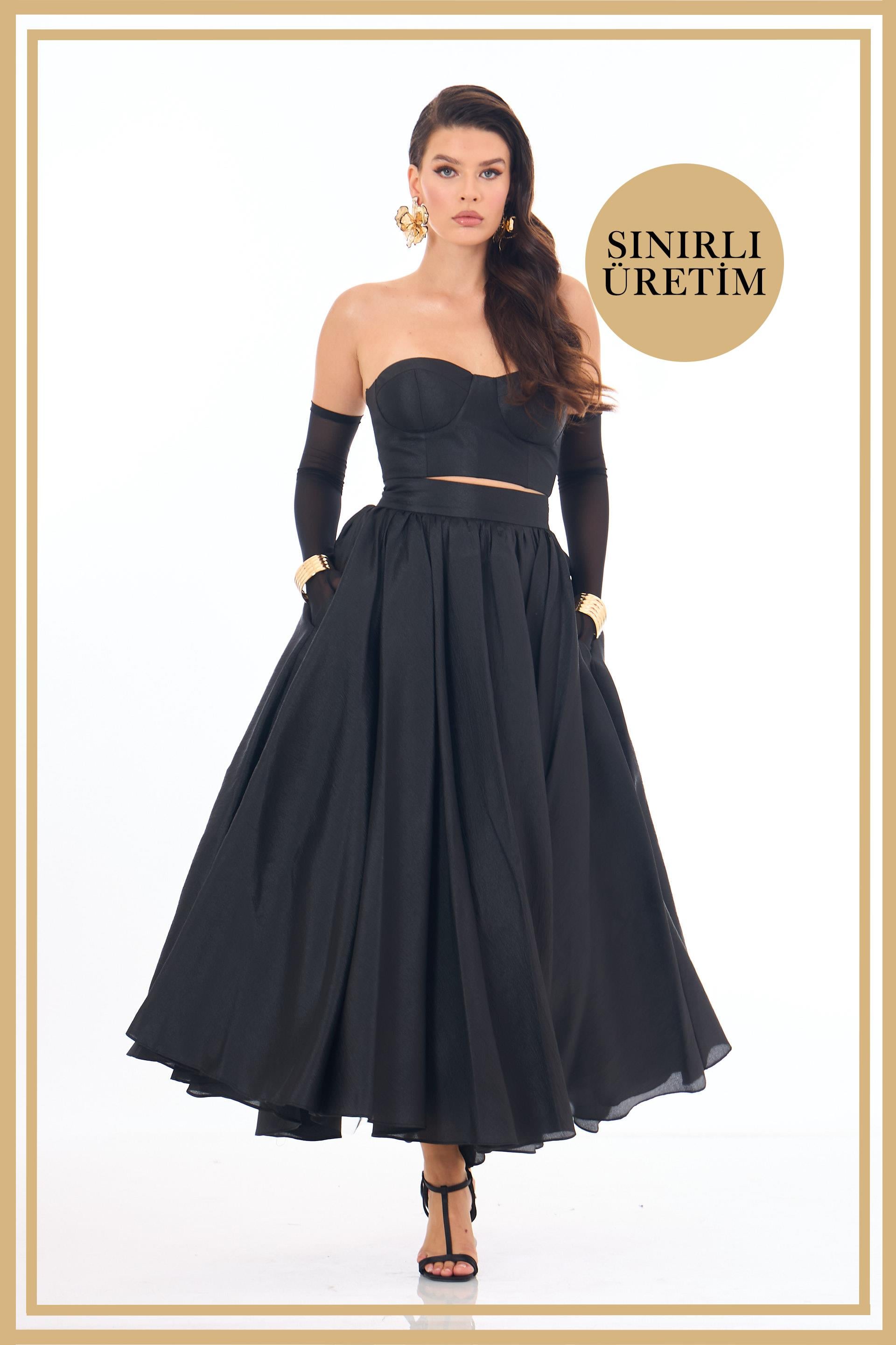 40035-27CARMENCarmen Limited Edition | SOLANA Siyah Midi Takım