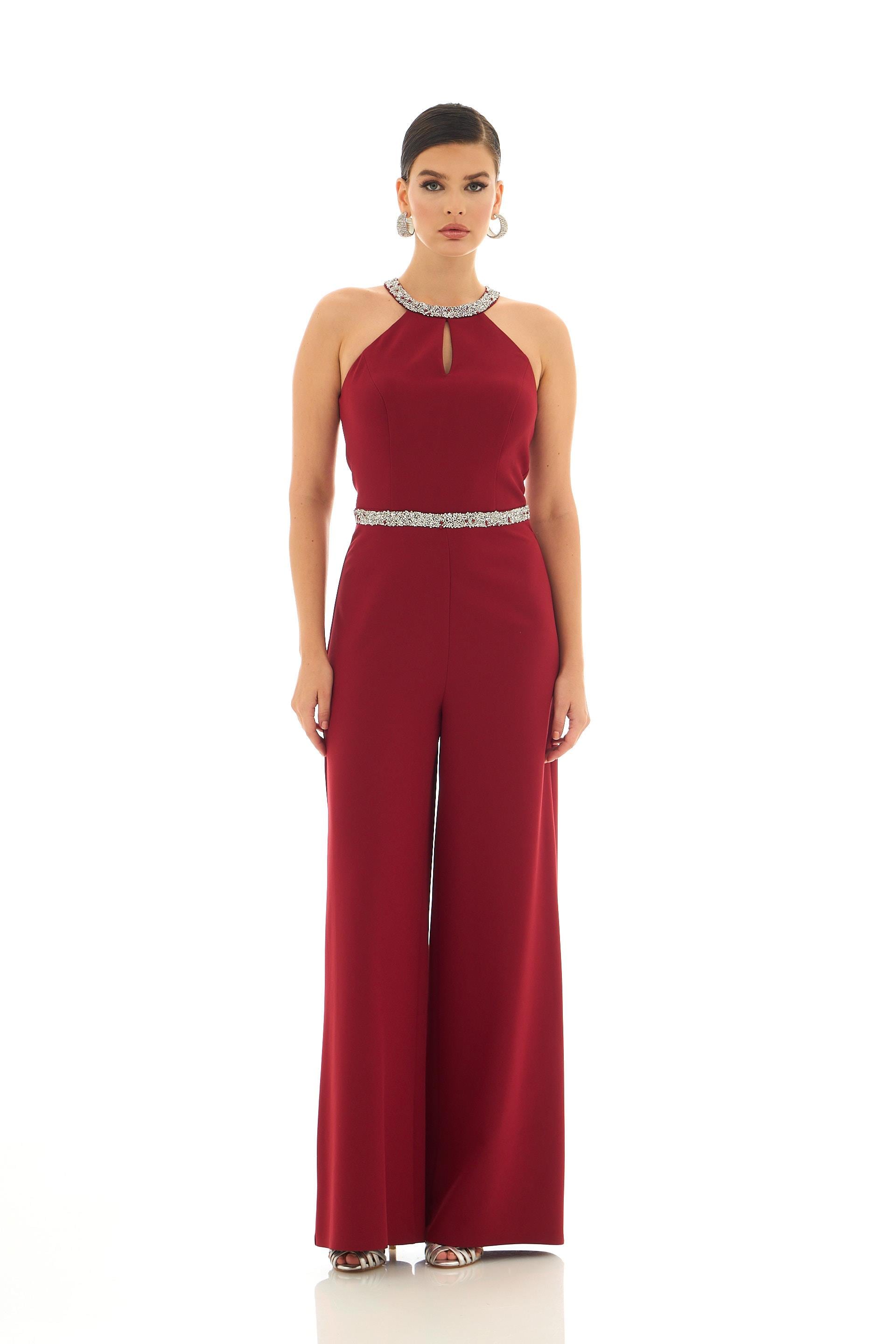 C26070-3CARMENCarmen Bordo Yakası Beli Taşlı Tulum