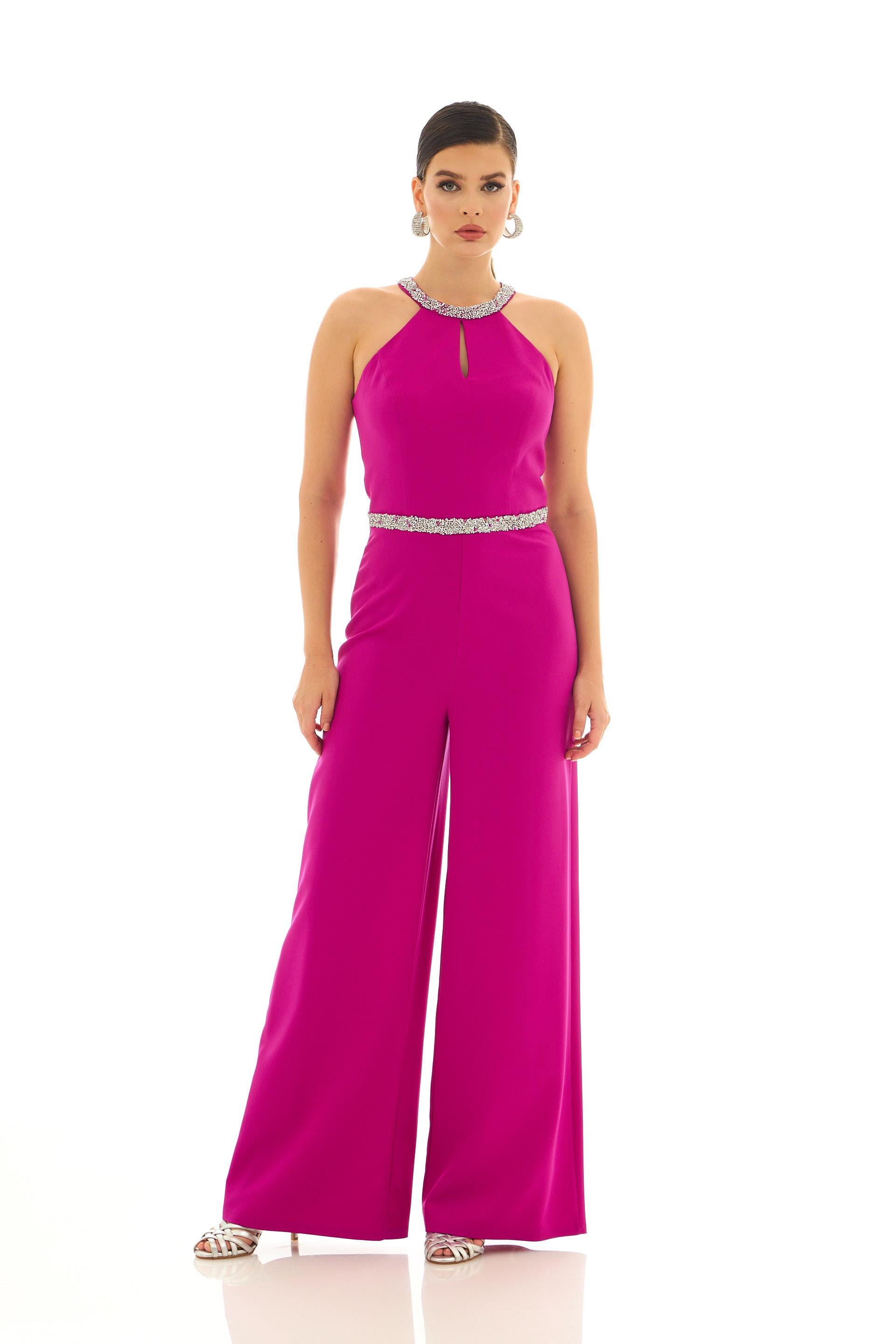C26070-8CARMENCarmen Fuşya Yakası Beli Taşlı Tulum