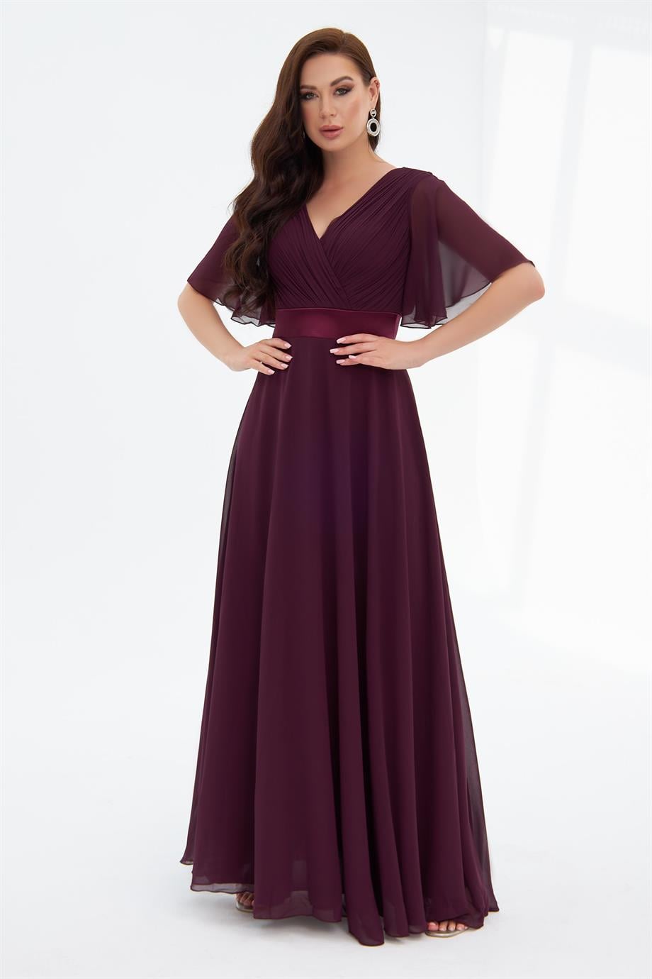 PC55476-20CARMENCarmen Mürdüm Şifon Piliseli Uzun Abiye Elbise