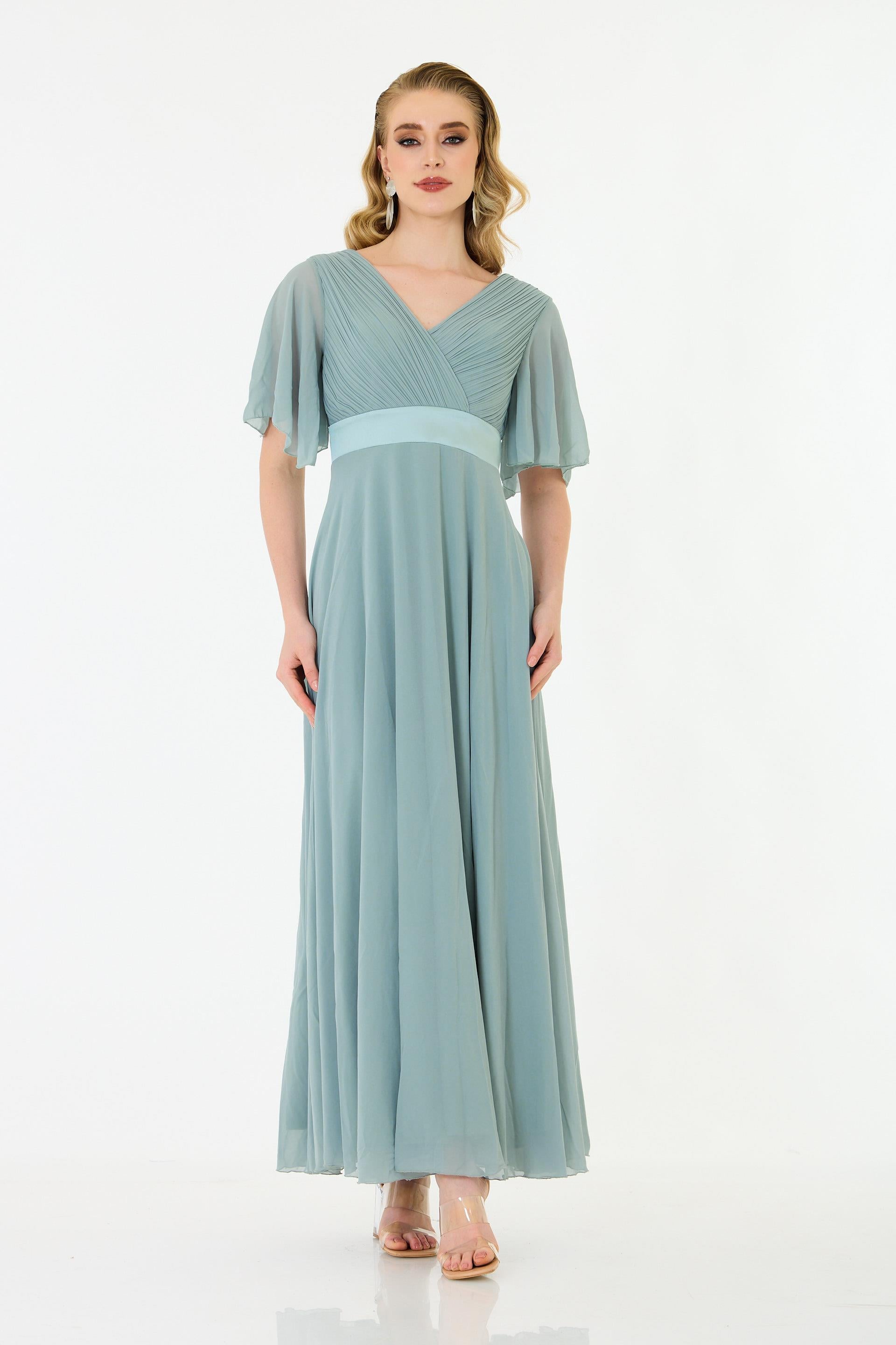 PC55476-86CARMENCarmen Çağla Şifon Piliseli Uzun Abiye Elbise