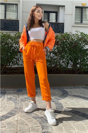 Bel Lastikli Turuncu Pantolon
