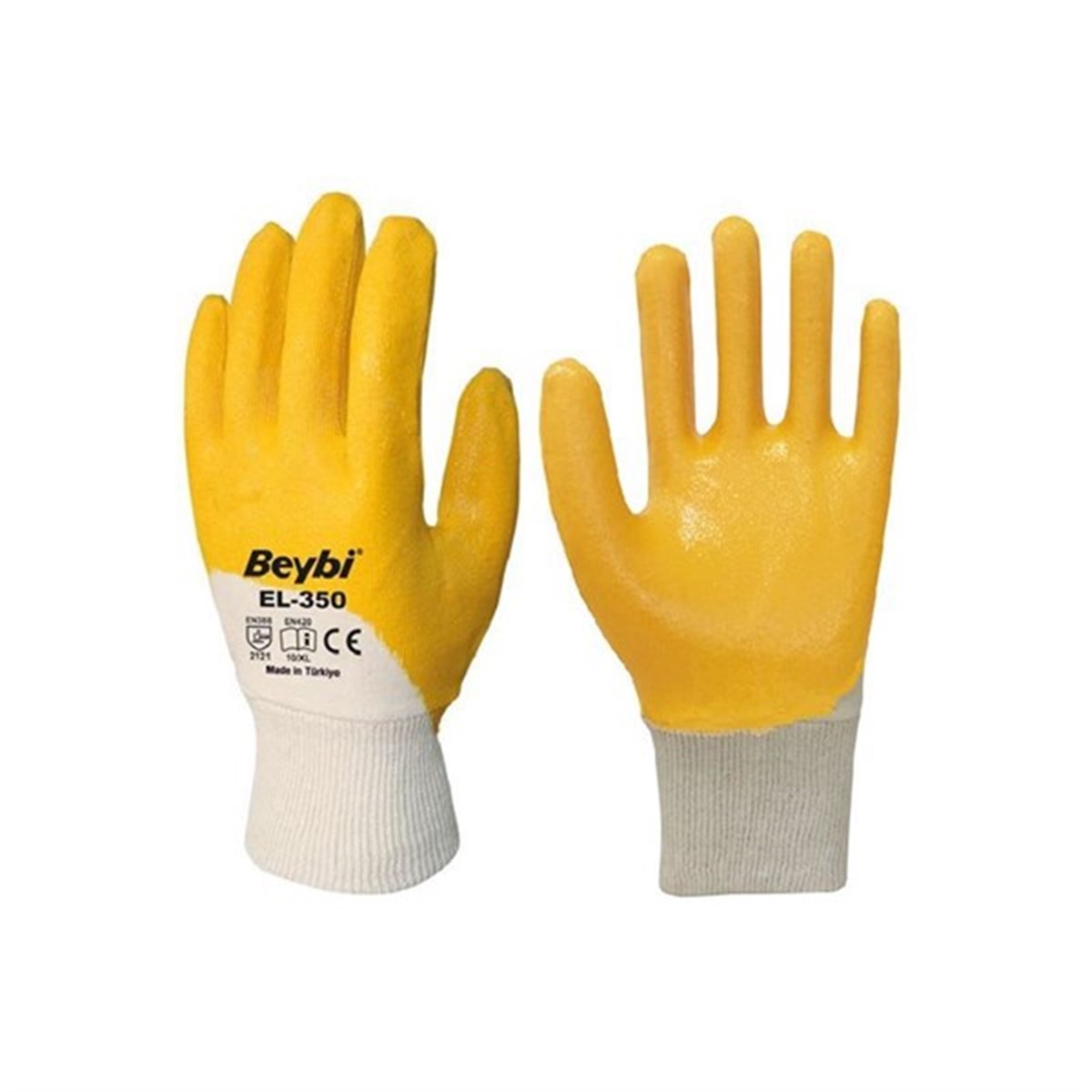 Beybi KN350 Nitrile Yellow Work Gloves 12 pcs | Hsemarket