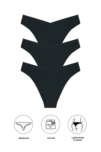 3-Pack Brazilian Laser Cut Panties 583 