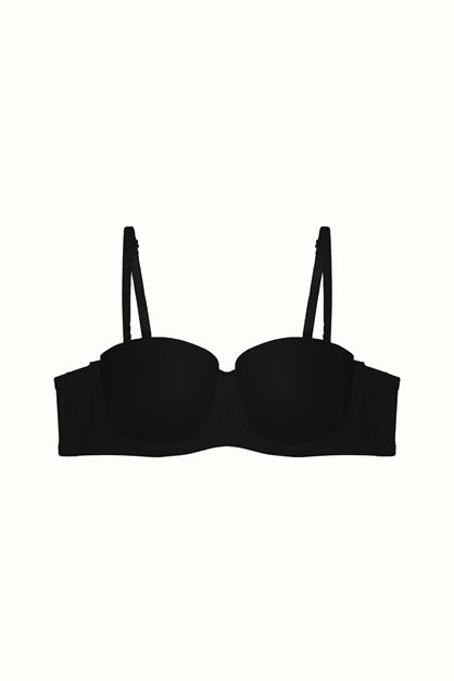 3lü Paket Dolgusuz Straplez Yumuşak Kaplı Örme Sütyen C38020 Siyah/Beyaz/Ten
