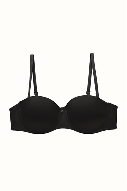 3lü Paket Dolgusuz Straplez Yumuşak Kaplı Örme Sütyen C37050 Siyah/Beyaz/Ten