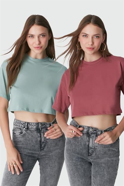 Round Neck 2-Pack Crop T-Shirt 959