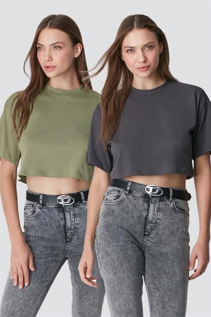 Round Neck 2-Pack Crop T-Shirt 959