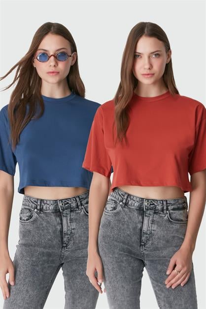 Round Neck 2-Pack Crop T-Shirt 959
