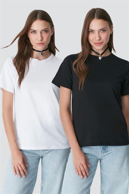 Round Neck Short Sleeve 2-Pack Basic T-Shirt 960