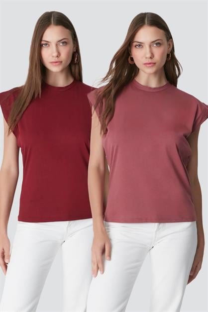 Round Neck Short Sleeve 2-Pack Basic T-Shirt 958