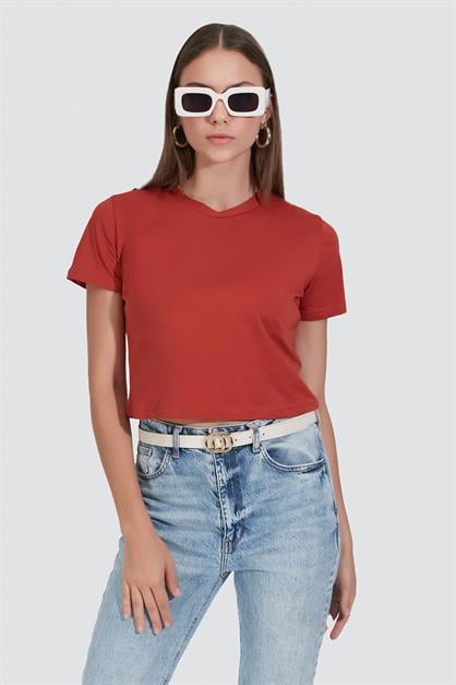 2-Pack Crew Neck Short Sleeve Crop Tops 956