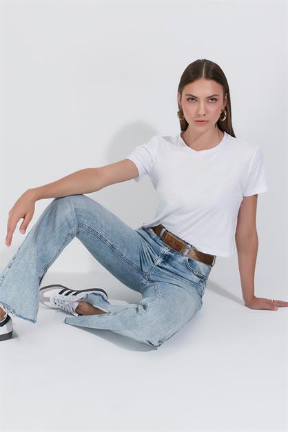 2-Pack Crew Neck Short Sleeve Crop Tops 956