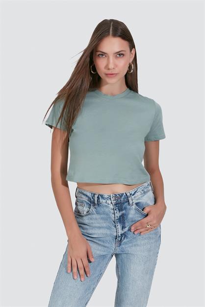 2-Pack Crew Neck Short Sleeve Crop Tops 956