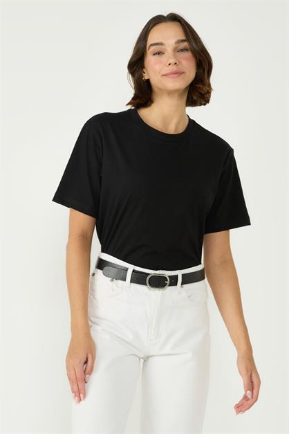 Bisiklet Yaka Yarım Kol Yırtmaçlı 2li Uzun T-Shirt 963 Siyah/Beyaz