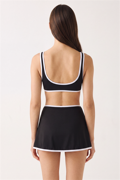 Bralet Kaplı Etekli Bikini Takımı 6059 Siyah