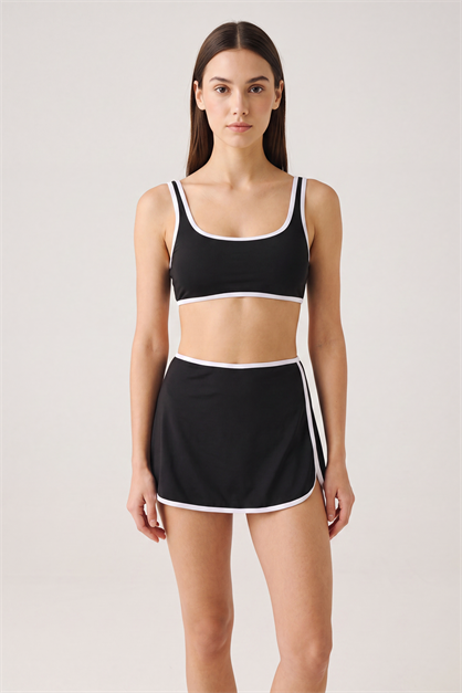 Bralet Kaplı Etekli Bikini Takımı 6059 Siyah