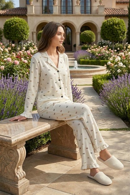 Womens Seersucker Button-Down Pajama Set