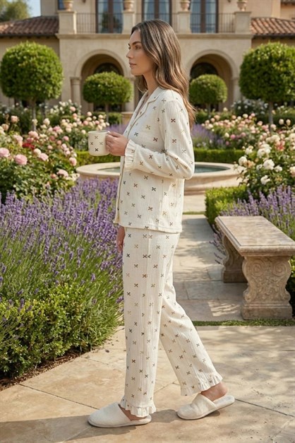 Womens Seersucker Button-Down Pajama Set