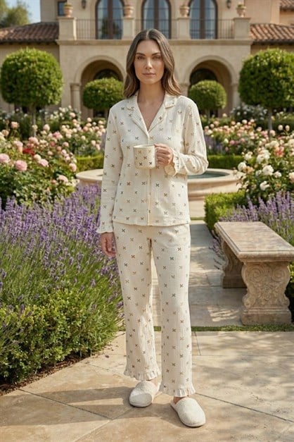 Womens Seersucker Button-Down Pajama Set