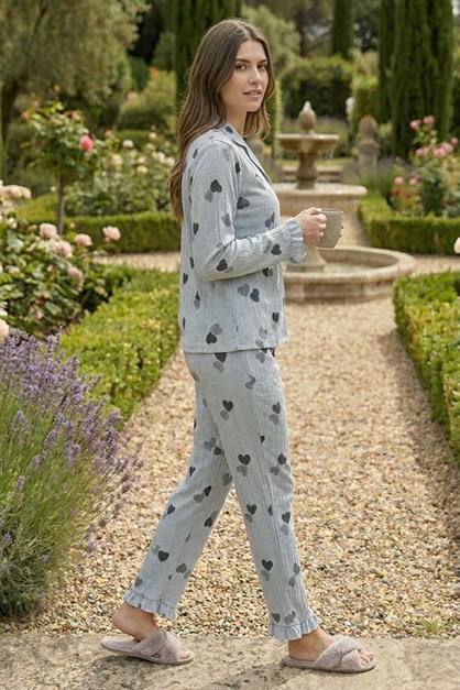 Womens Seersucker Button-Down Pajama Set