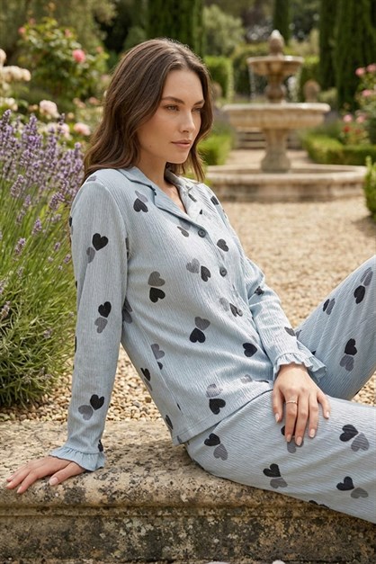 Womens Seersucker Button-Down Pajama Set