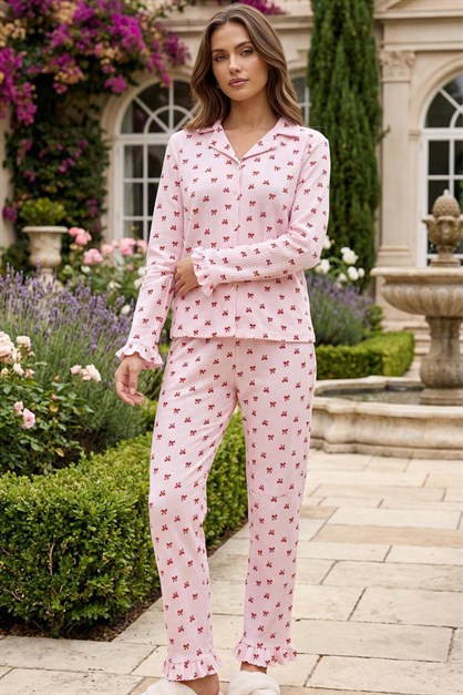 Womens Seersucker Button-Down Pajama Set