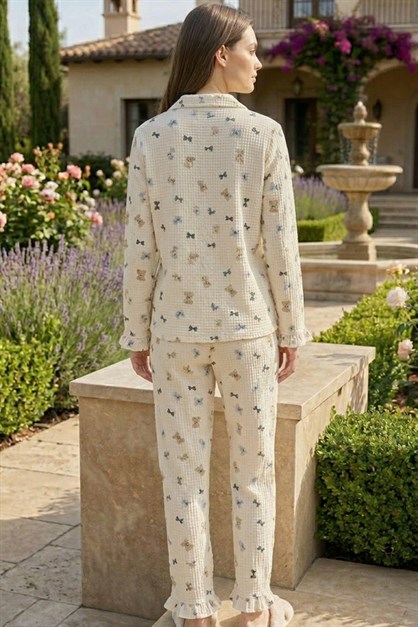 Womens Seersucker Button-Down Pajama Set