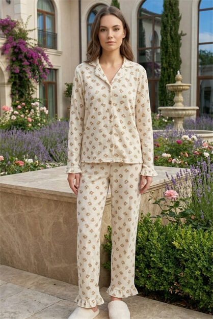 Womens Seersucker Button-Down Pajama Set