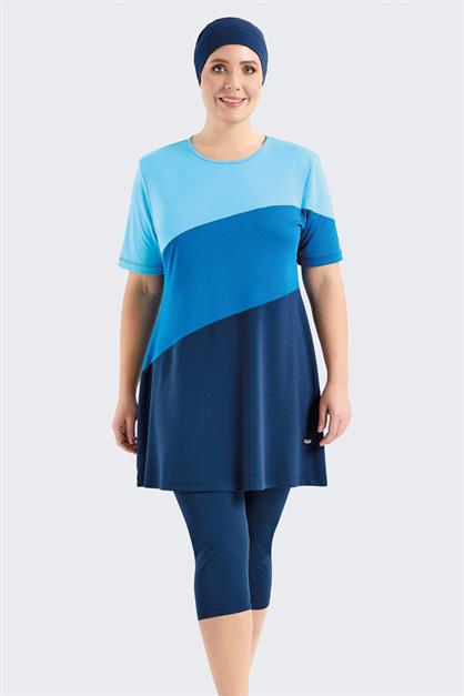 Plus Size Short Sleeve Leggings Covered Burkini Swimwear C11206
