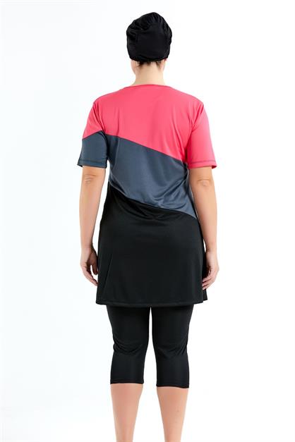 Plus Size Short Sleeve Leggings Covered Burkini Swimwear C11206