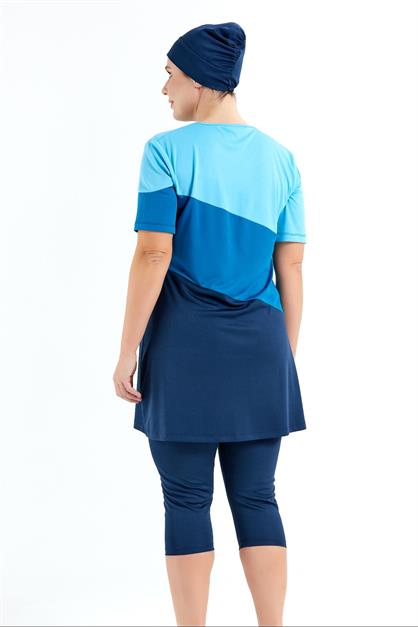 Plus Size Short Sleeve Leggings Covered Burkini Swimwear C11206