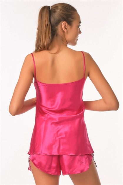 025 Kadın Saten Şortlu Gecelik Vişne