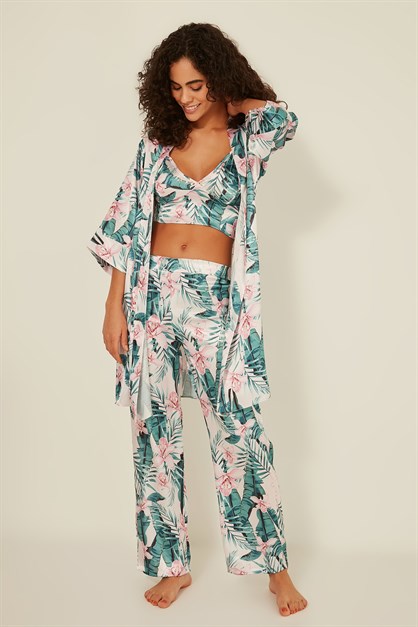C&City Women Satin Triple Pyjama Set 045