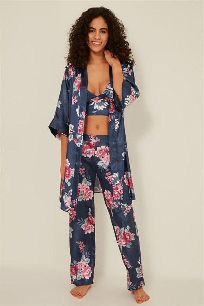 C&City Women Satin Triple Pyjama Set 045