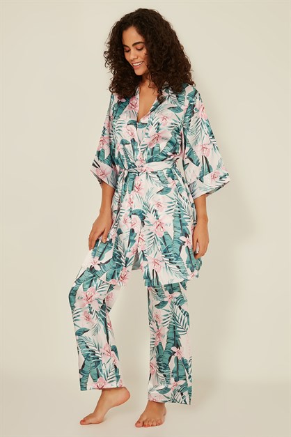 C&City Women Satin Triple Pyjama Set 045