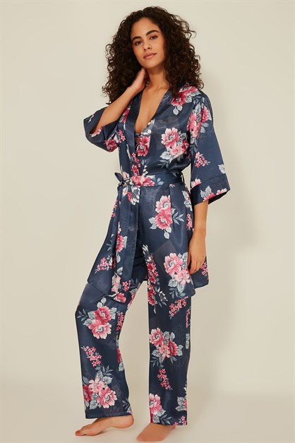 C&City Women Satin Triple Pyjama Set 045