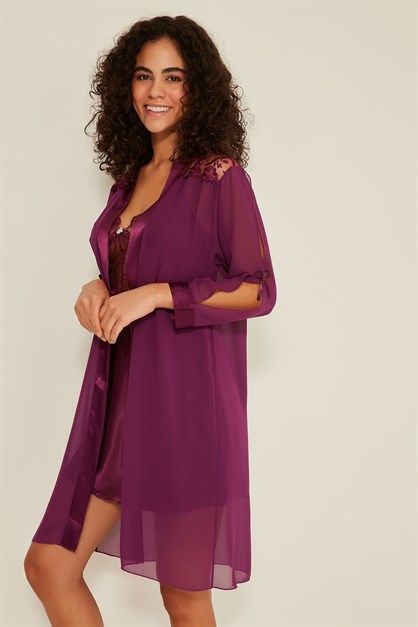 C&City Women 2 Piece Satin Lingerie Set 047