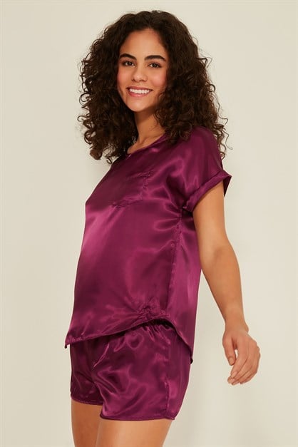 C&City 080 Women Satin Pyjama Set