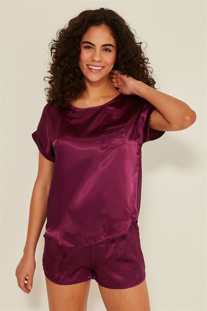 C&City 080 Women Satin Pyjama Set