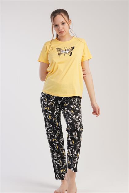 C&City Kısa Kol Pijama Takım Sarı-441030